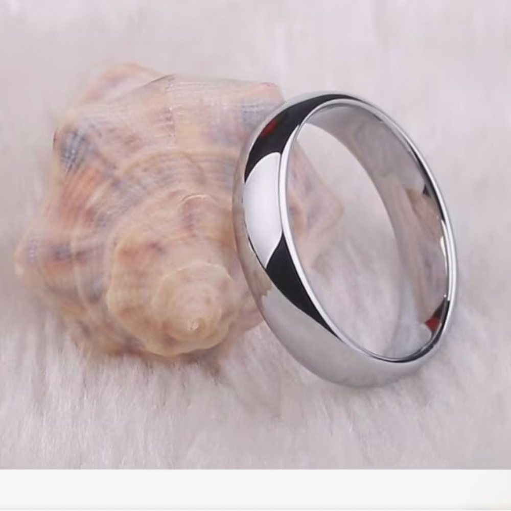 Minimalist Stainless Steel Polished Wedding Band Ring Silver Tone NWT